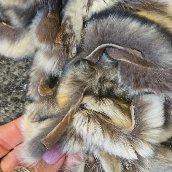 RARE Gray Metallic Accent Cardigan Sweater with Feather Accent Trim - Picture 11 of 16